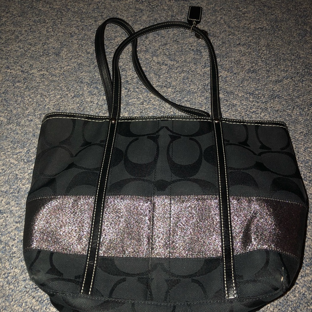 Black coach signature tote bag